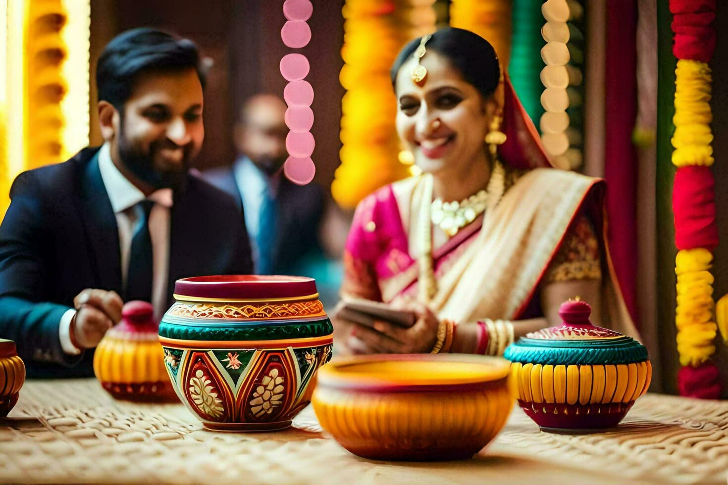 indio Boda en Bombay. generado por ai foto