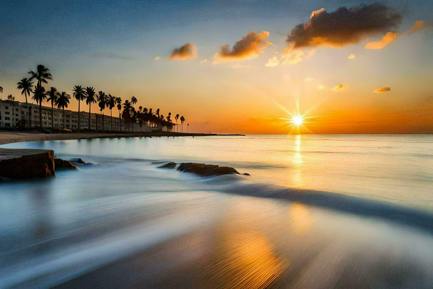 el Dom sube terminado el Oceano y ondas. generado por ai foto