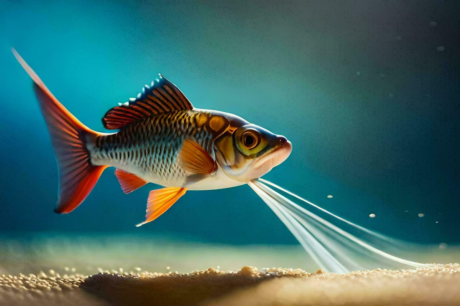 a fish is swimming in the water with a long tail. AI-Generated photo