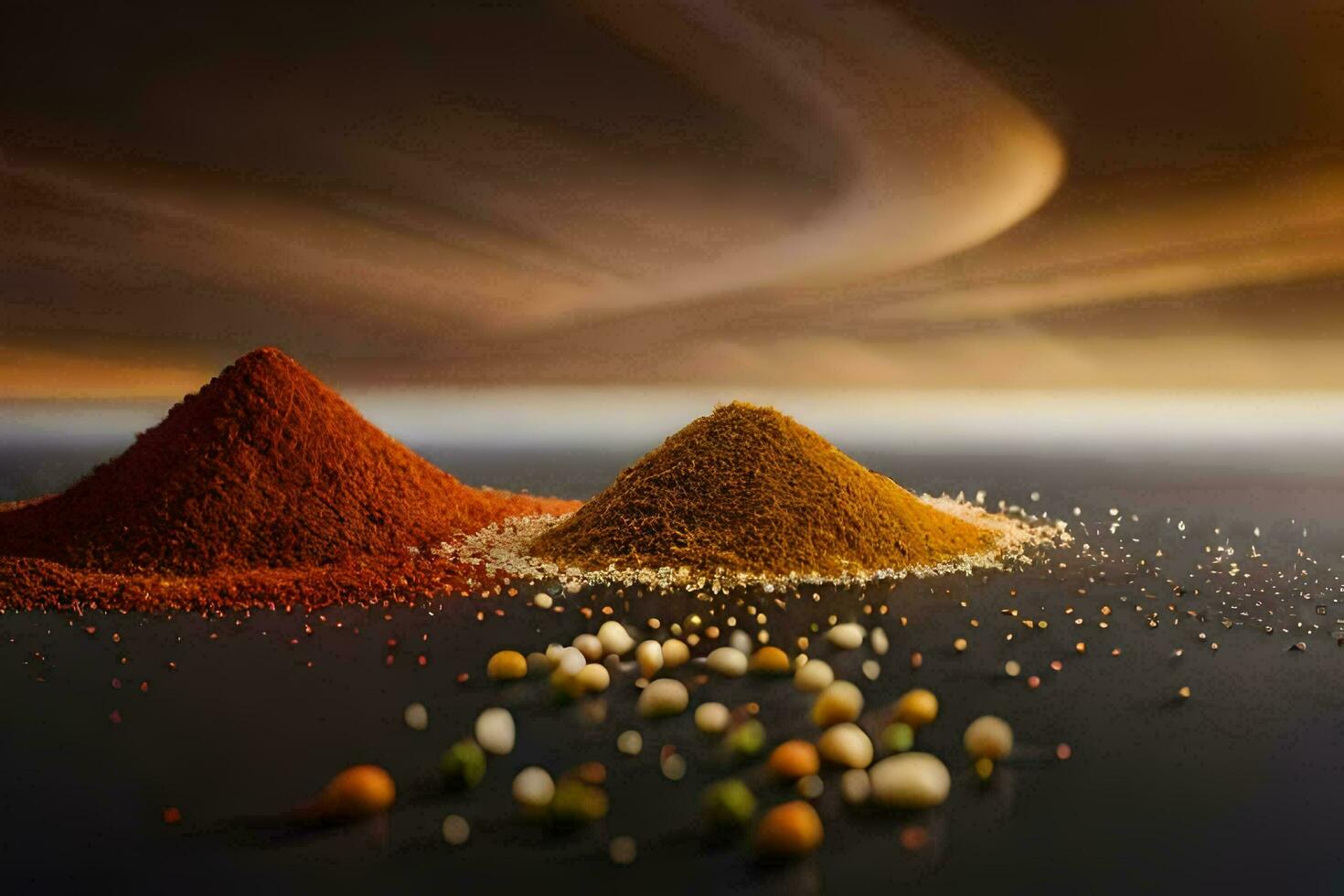 two different types of spices are shown in the foreground. AI-Generated photo