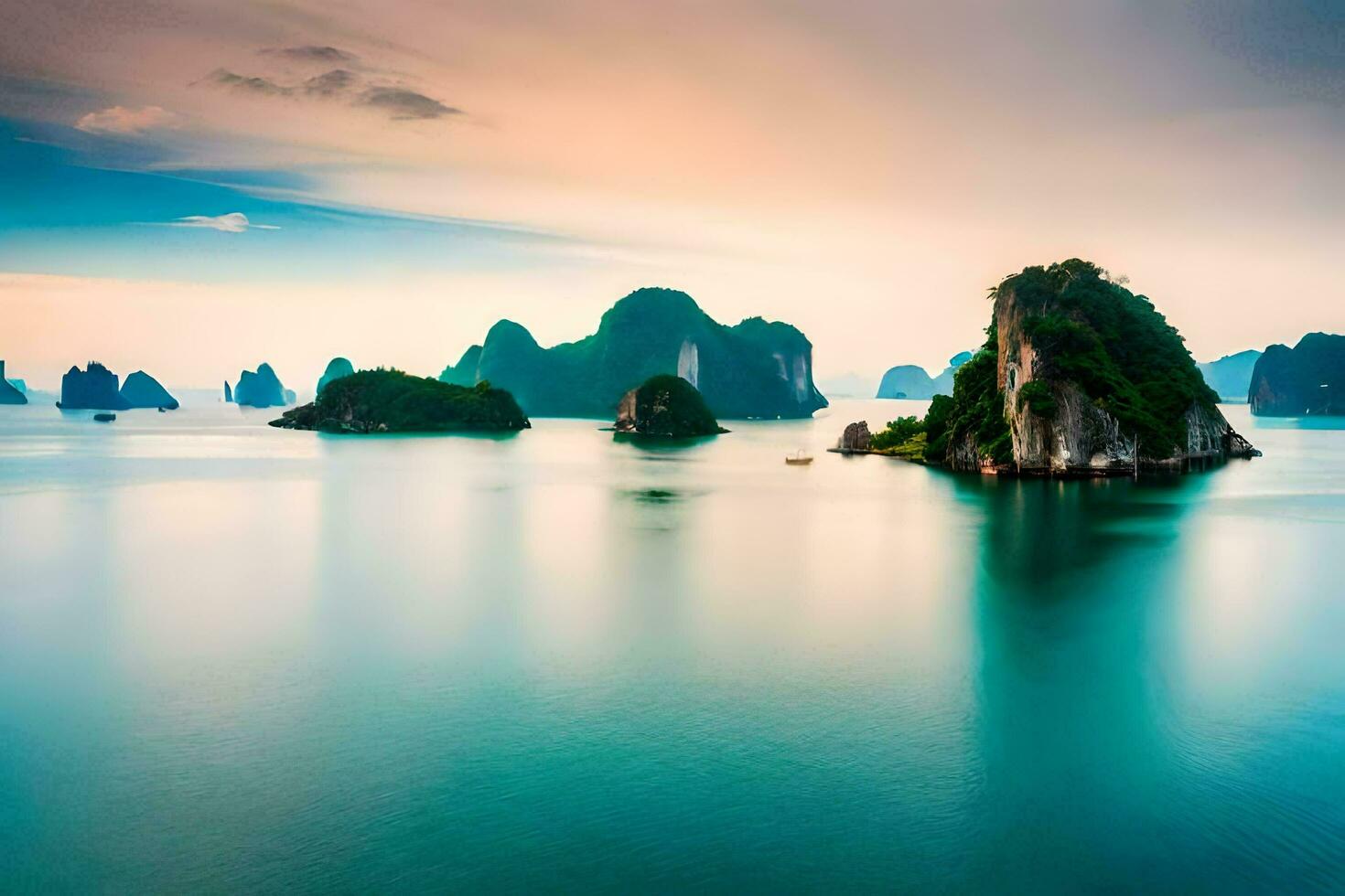the beautiful landscape of halong bay. AI-Generated photo