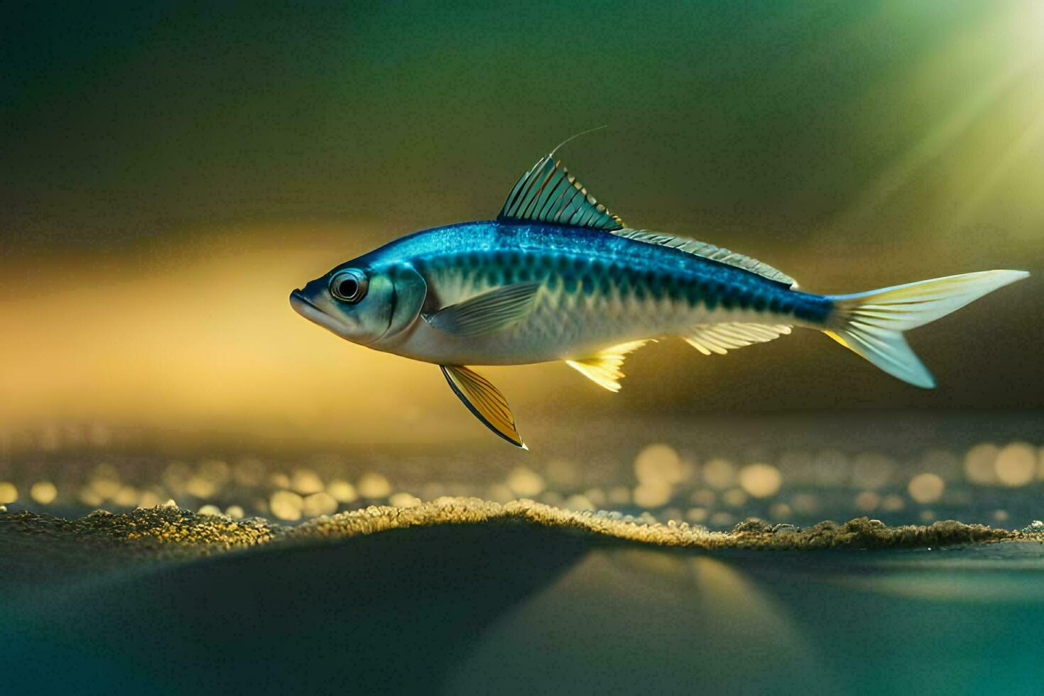 photo wallpaper fish, the sea, the sun, the sea, the sun, the sea,. AI-Generated