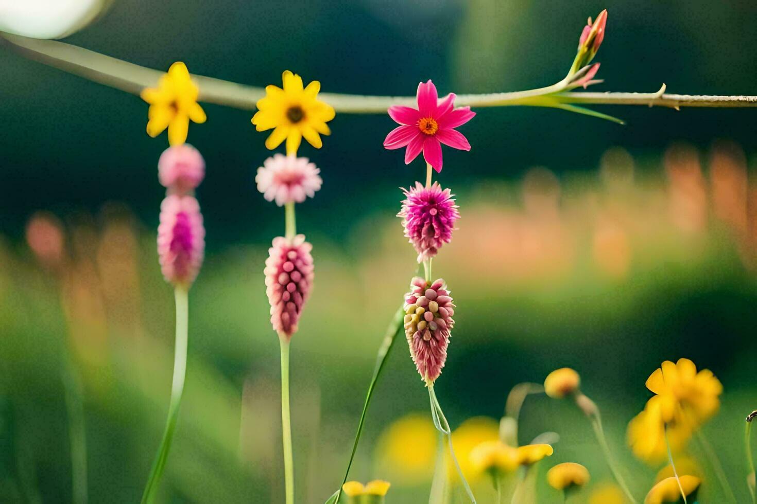 flores en un cable. generado por ai foto