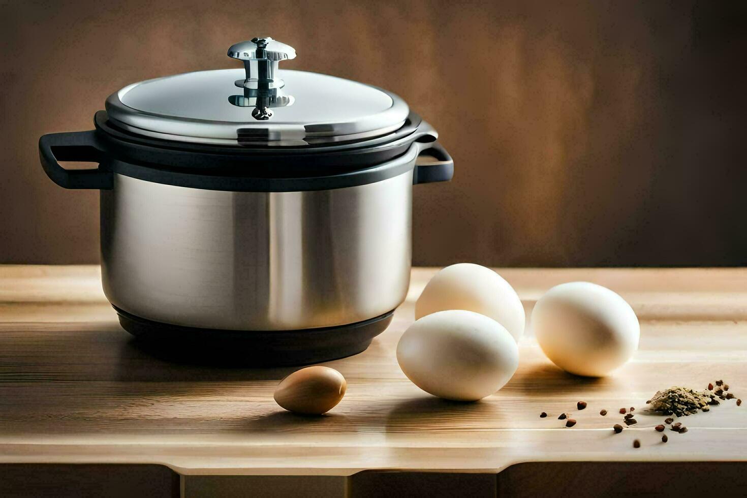 an electric pressure cooker with eggs and spices. AI-Generated photo