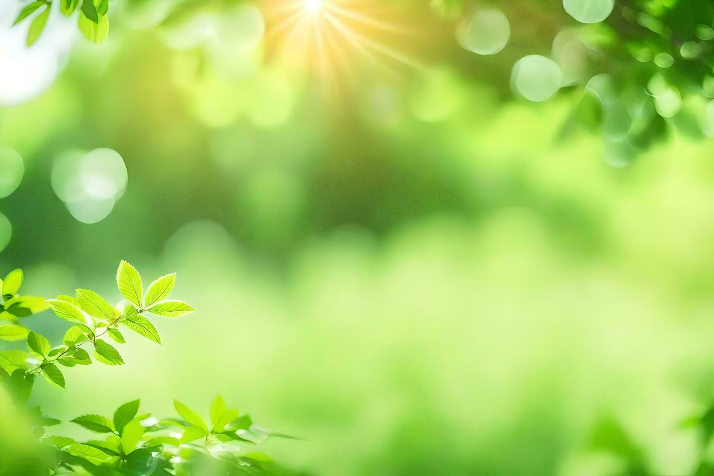 the sun shines through the trees and leaves in this image. AI-Generated photo