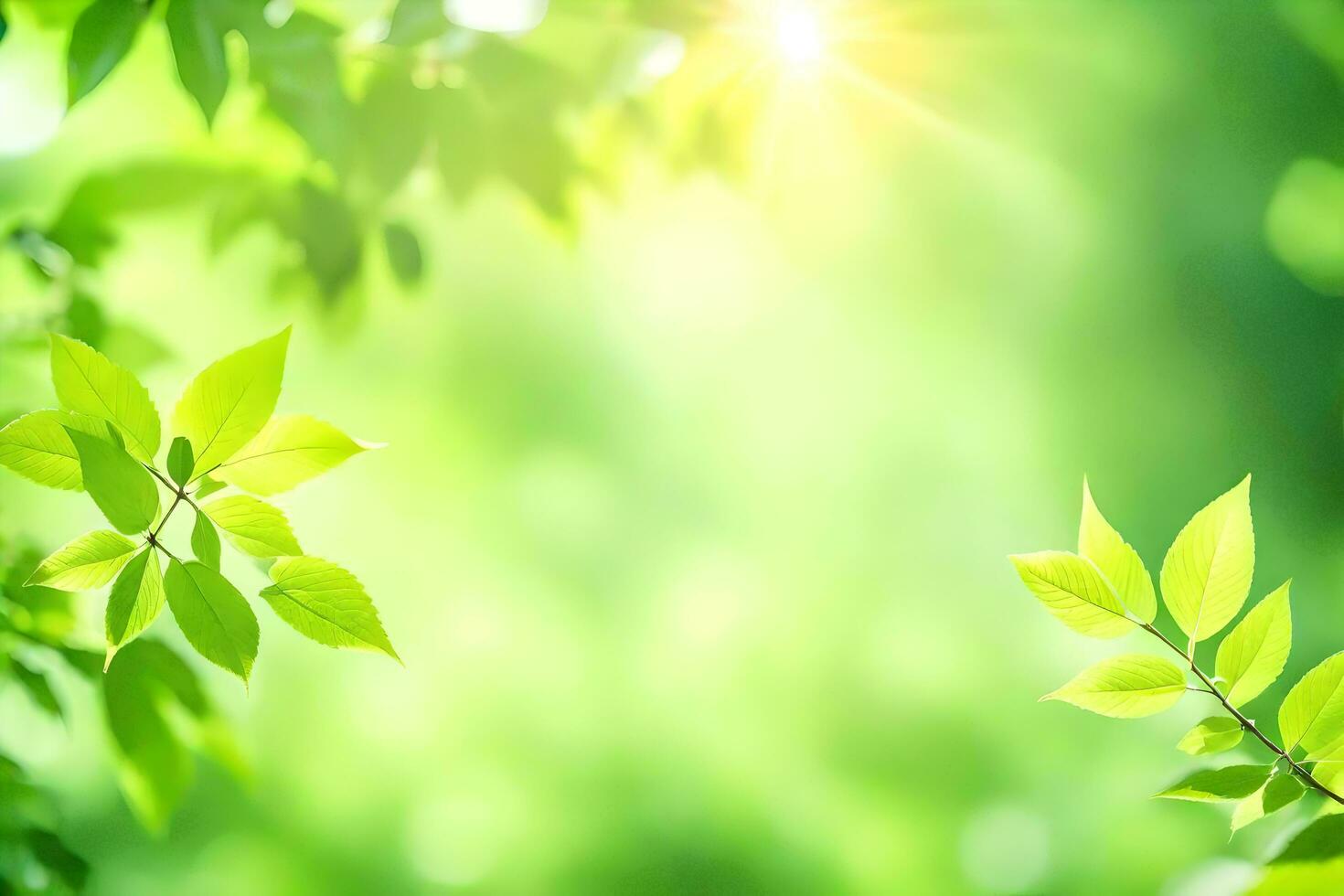 green leaves on a sunny day. AI-Generated photo