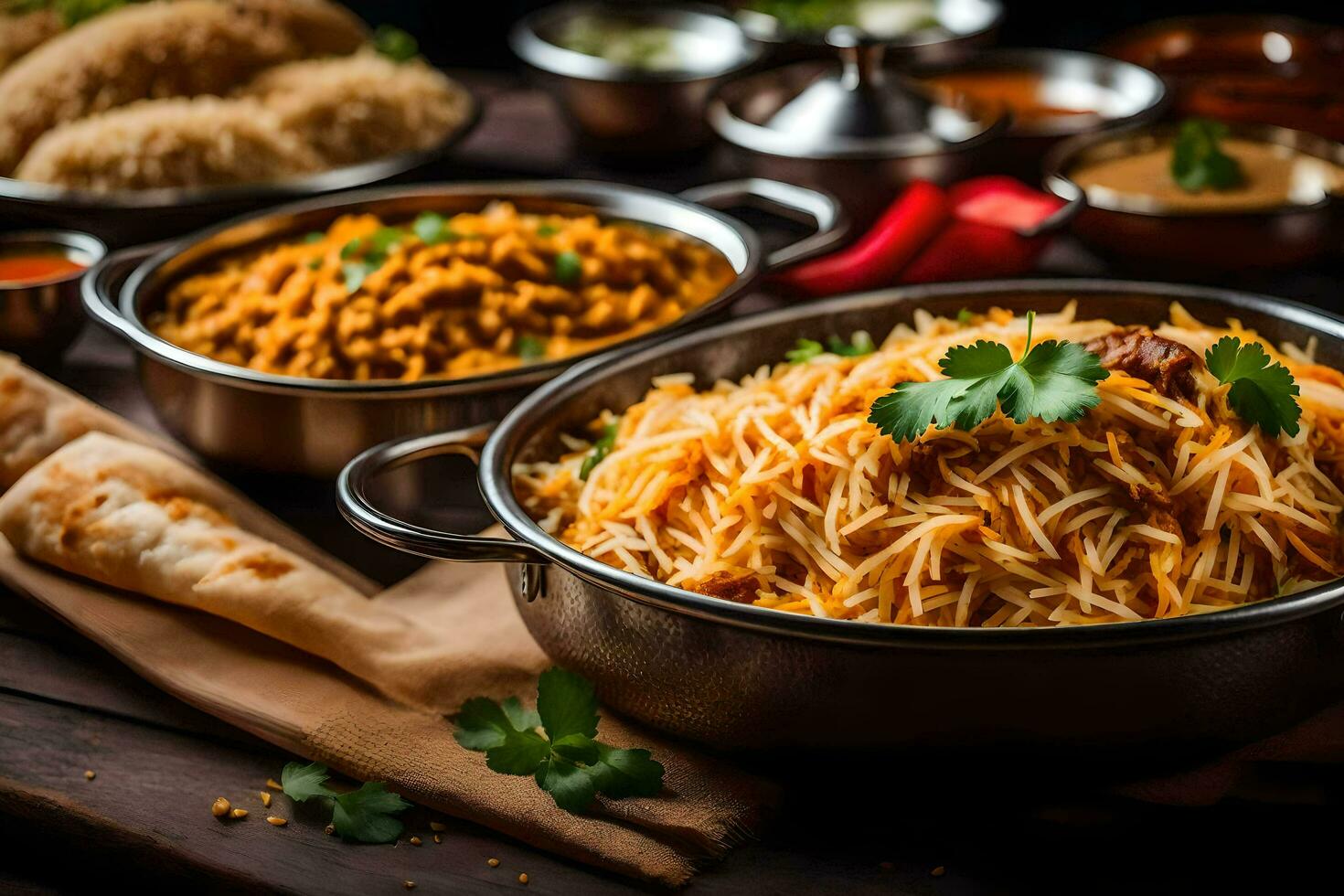 indian food in the kitchen. AI-Generated photo