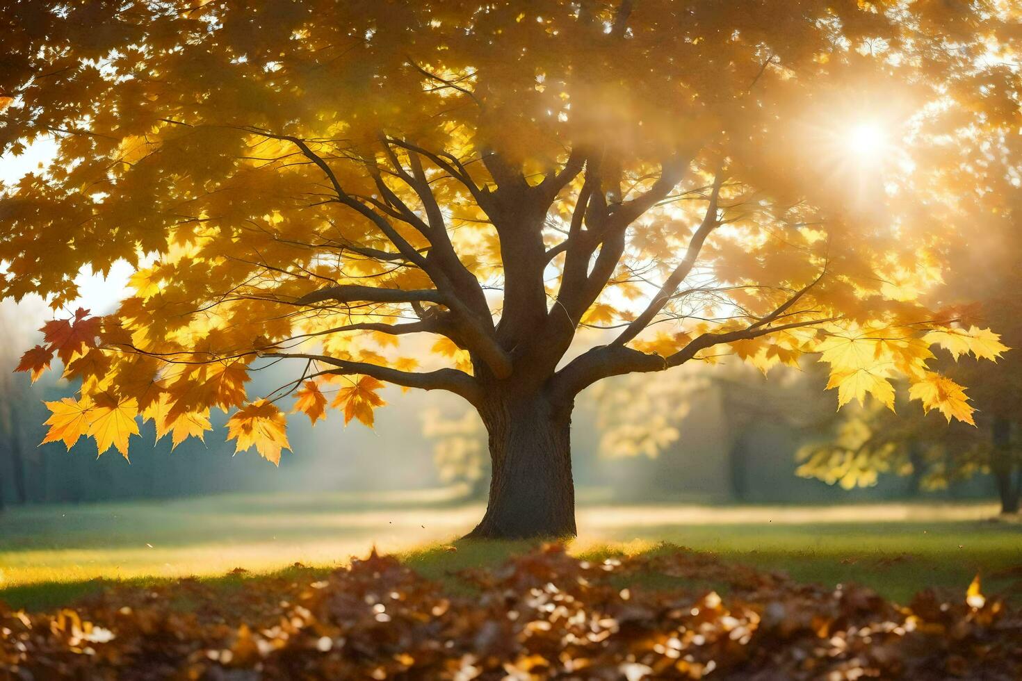 autumn tree in the park. AI-Generated photo