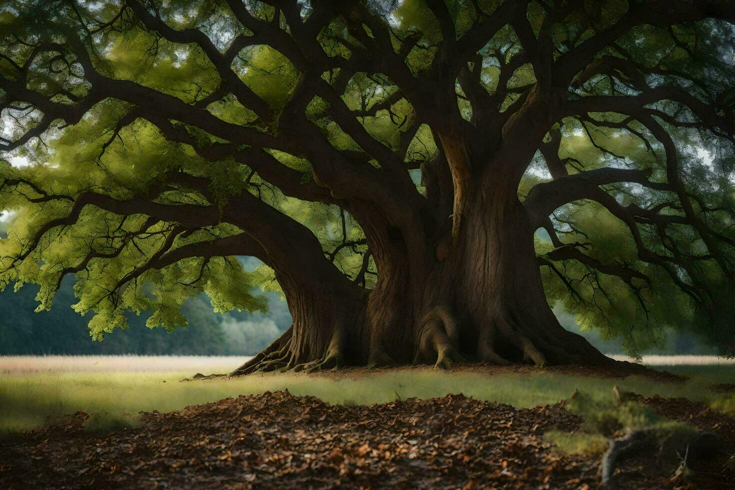 the largest oak tree in the world. AI-Generated photo