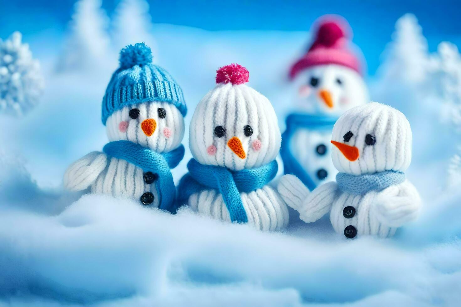 snowmen in the snow. AI-Generated photo