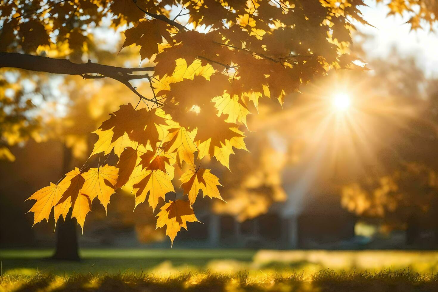 autumn leaves in the sun. AI-Generated photo