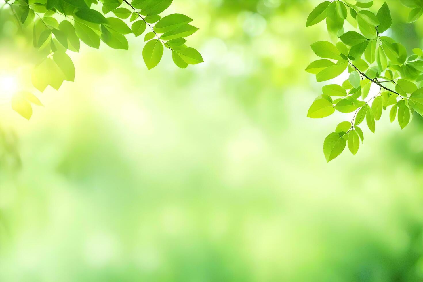 verde hojas en un soleado día. generado por ai foto