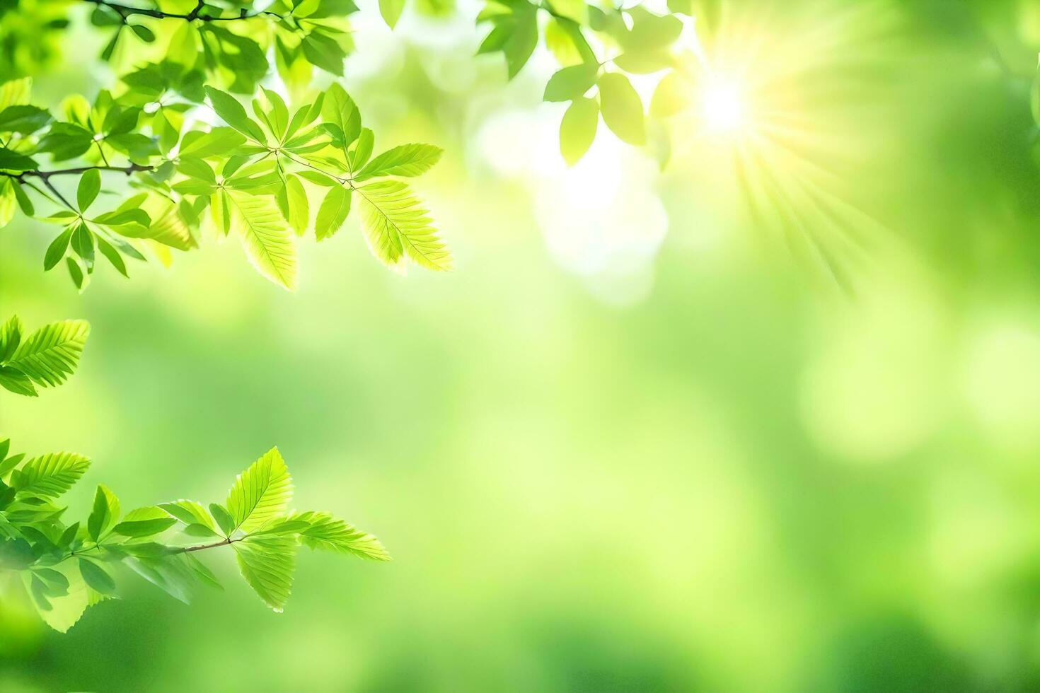 green leaves on a sunny day. AI-Generated photo