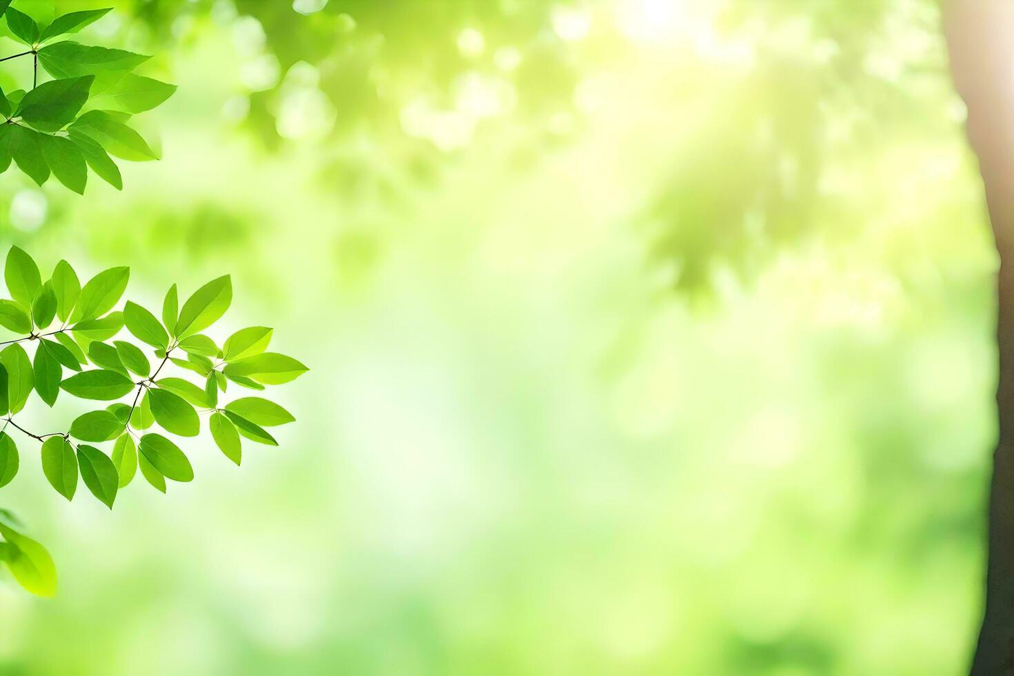 green leaves on a sunny day. AI-Generated photo