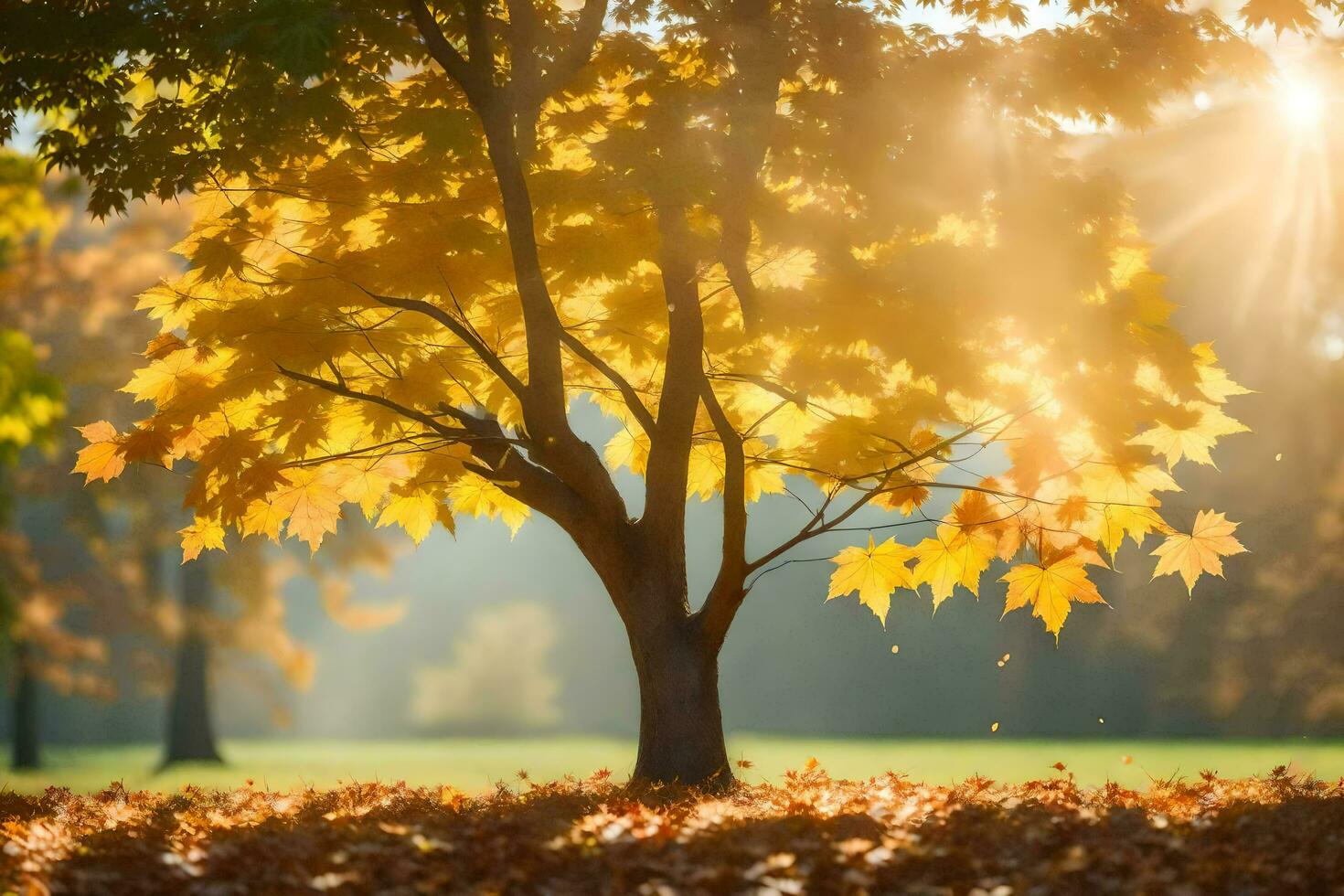 autumn tree in the park. AI-Generated photo