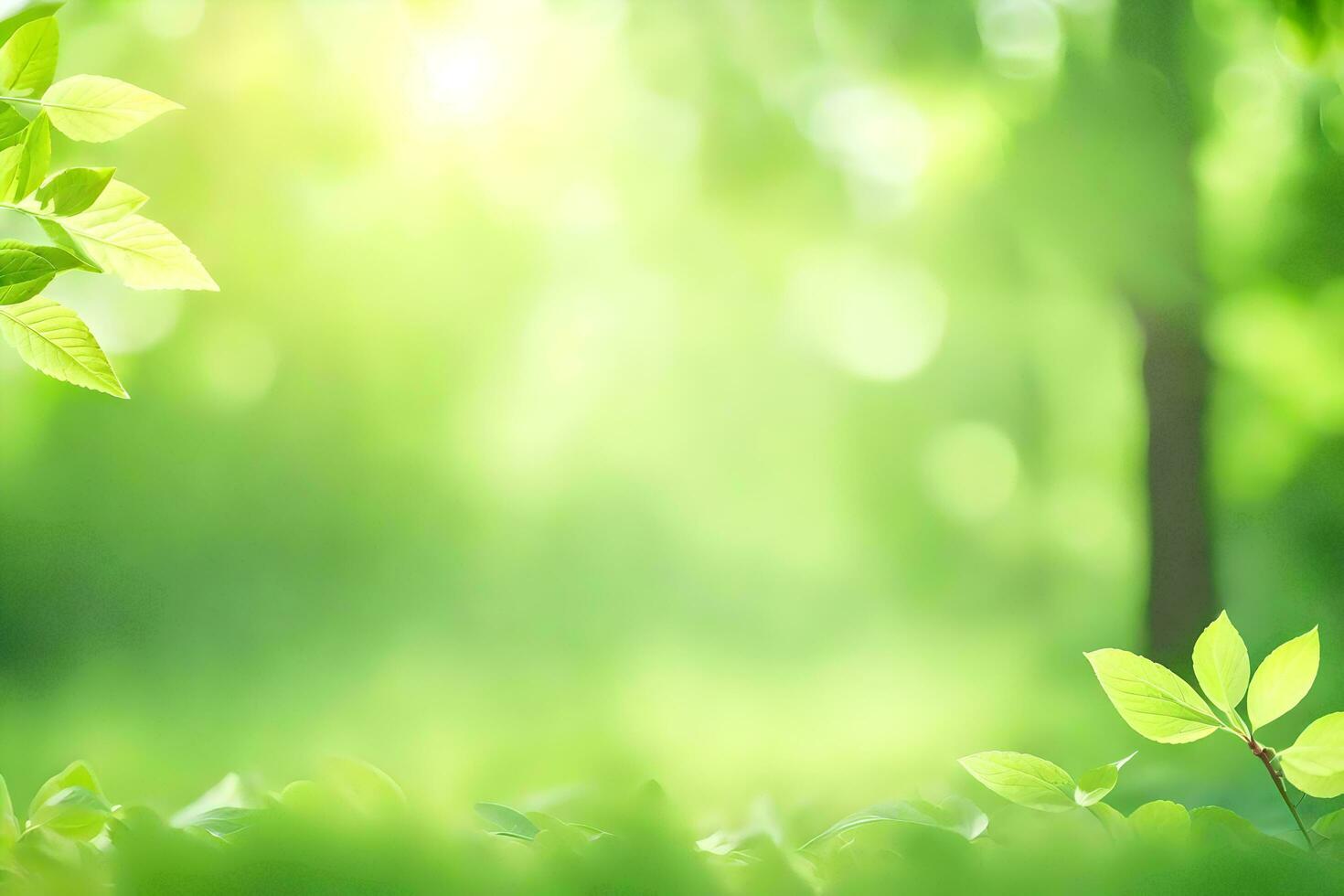 green leaves in the forest with sunlight. AI-Generated photo