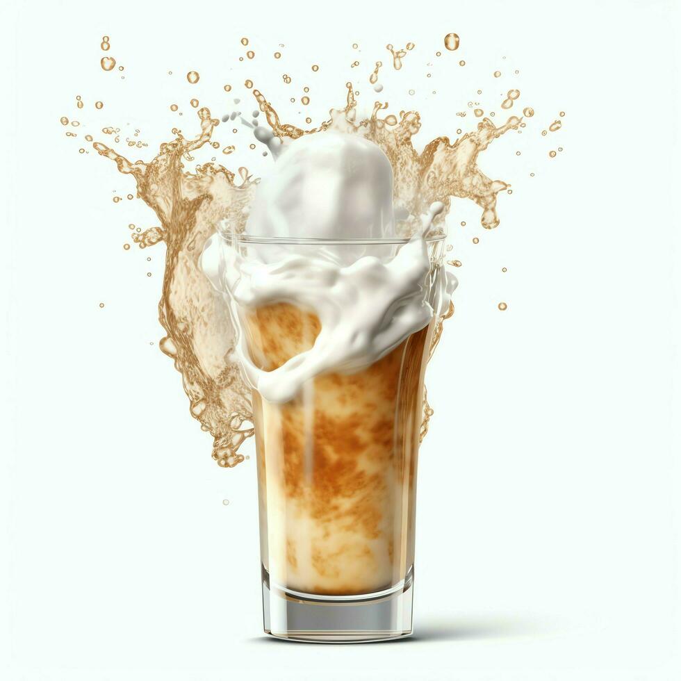 A glass of cold fresh beer with cap of foam. Splash of foam with tasty american beer. Beer day concept by AI Generated photo