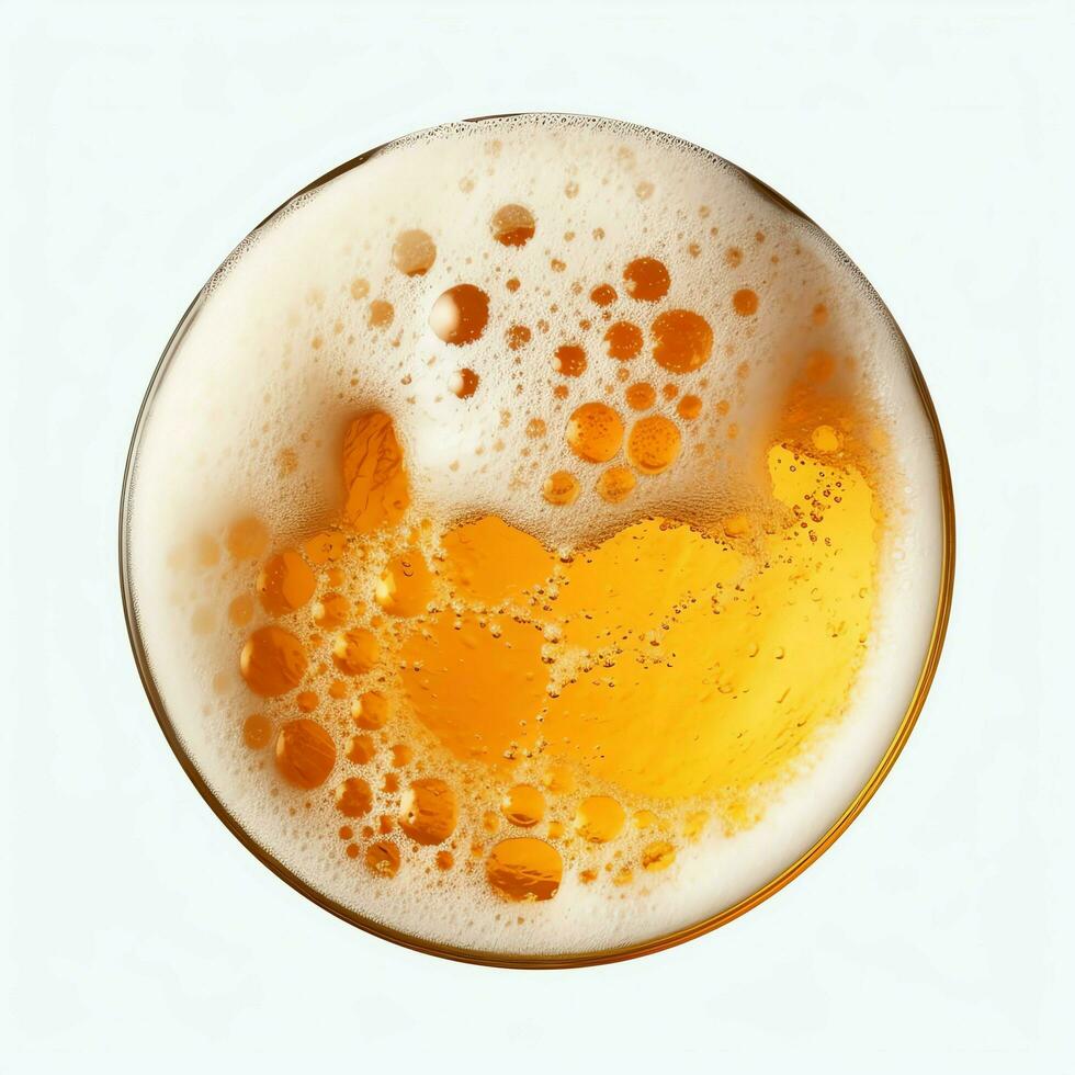 A glass of cold fresh beer with cap of foam. Splash of foam with tasty american beer. Beer day concept by AI Generated photo