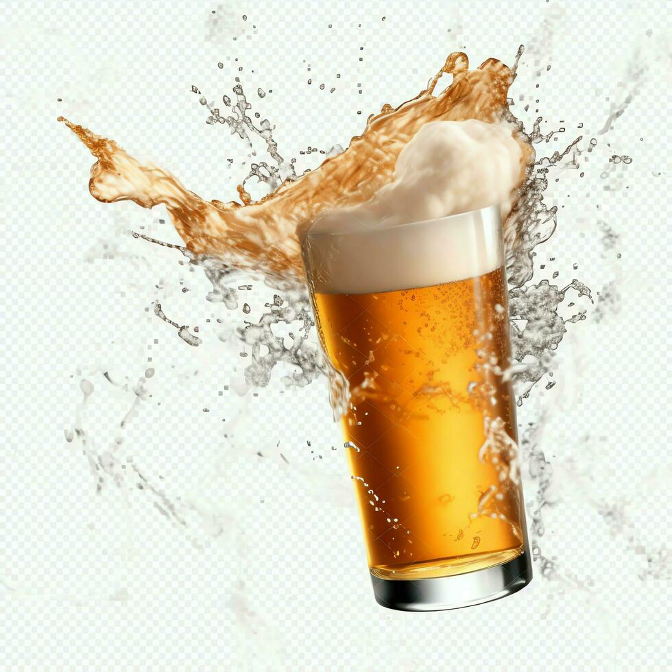 A glass of cold fresh beer with cap of foam. Splash of foam with tasty american beer. Beer day concept by AI Generated photo