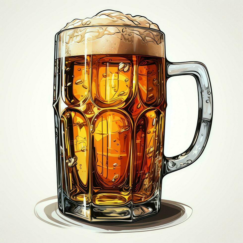 A glass of cold fresh beer with cap of foam. Splash of foam with tasty american beer. Beer day concept by AI Generated photo