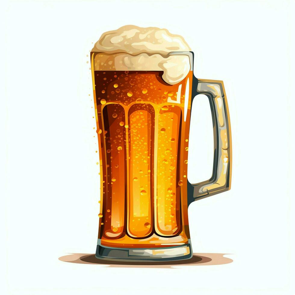 A glass of cold fresh beer with cap of foam. Splash of foam with tasty american beer. Beer day concept by AI Generated photo