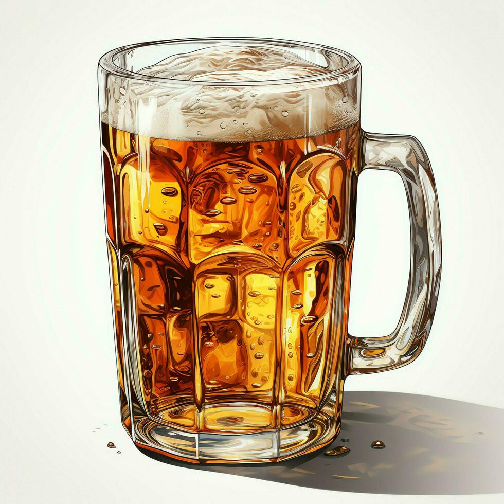 A glass of cold fresh beer with cap of foam. Splash of foam with tasty american beer. Beer day concept by AI Generated photo