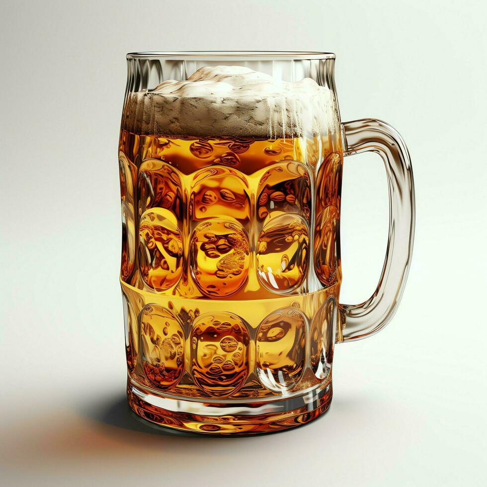 A glass of cold fresh beer with cap of foam. Splash of foam with tasty american beer. Beer day concept by AI Generated photo