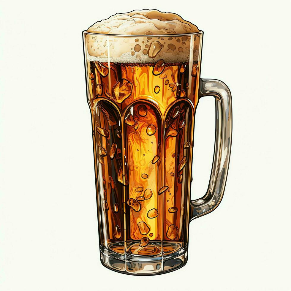 A glass of cold fresh beer with cap of foam. Splash of foam with tasty american beer. Beer day concept by AI Generated photo