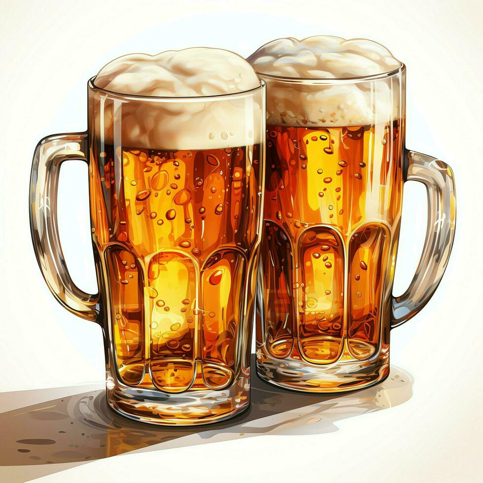 A glass of cold fresh beer with cap of foam. Splash of foam with tasty american beer. Beer day concept by AI Generated photo