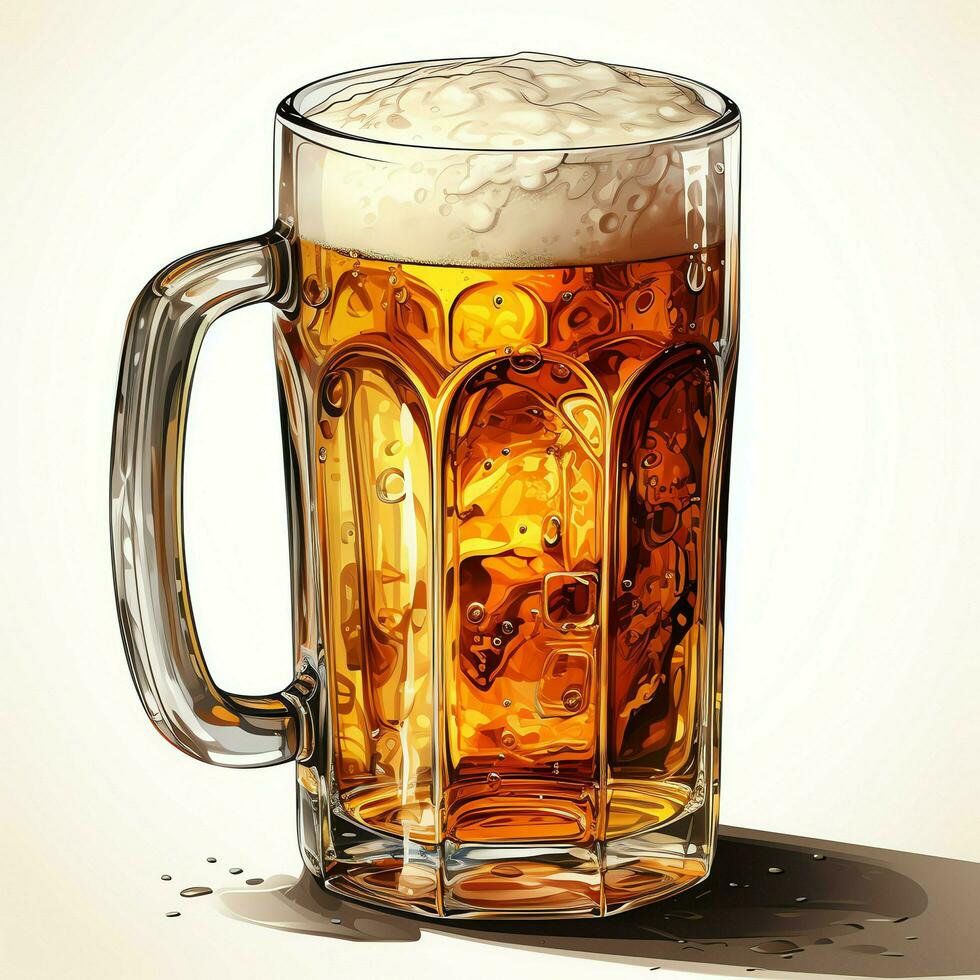 A glass of cold fresh beer with cap of foam. Splash of foam with tasty american beer. Beer day concept by AI Generated photo