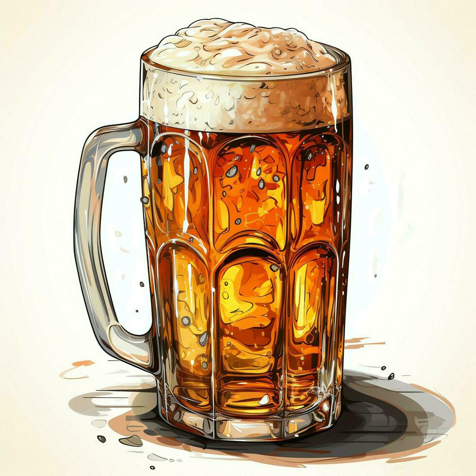 A glass of cold fresh beer with cap of foam. Splash of foam with tasty american beer. Beer day concept by AI Generated photo