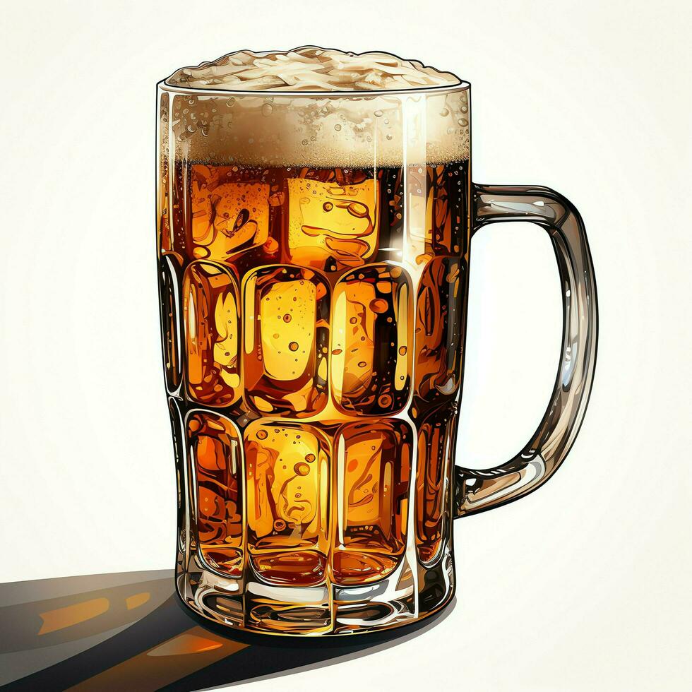 A glass of cold fresh beer with cap of foam. Splash of foam with tasty american beer. Beer day concept by AI Generated photo