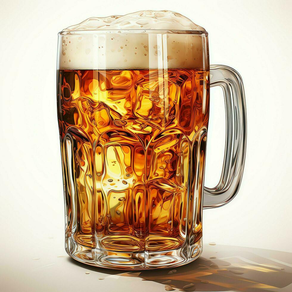 A glass of cold fresh beer with cap of foam. Splash of foam with tasty american beer. Beer day concept by AI Generated photo