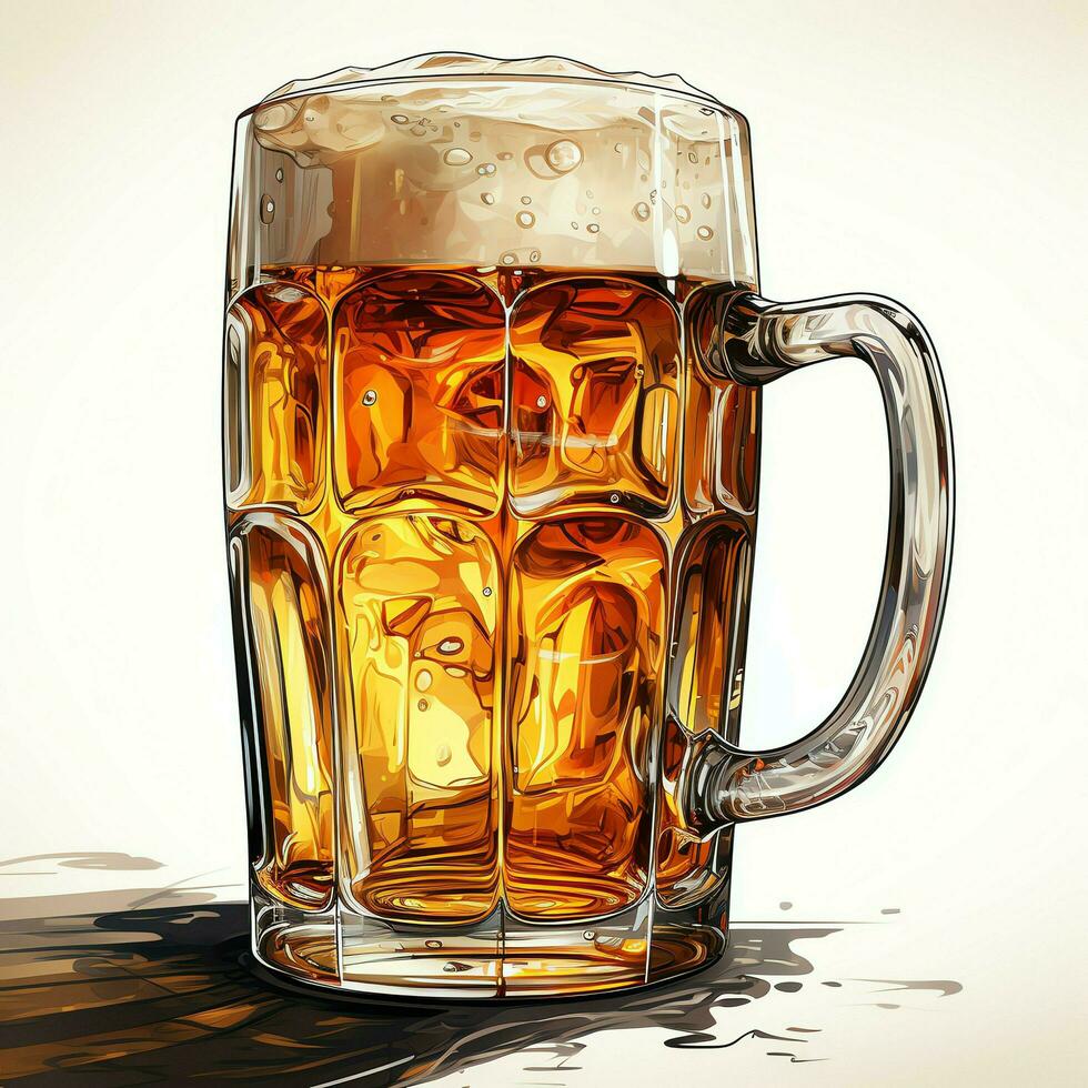 A glass of cold fresh beer with cap of foam. Splash of foam with tasty american beer. Beer day concept by AI Generated photo