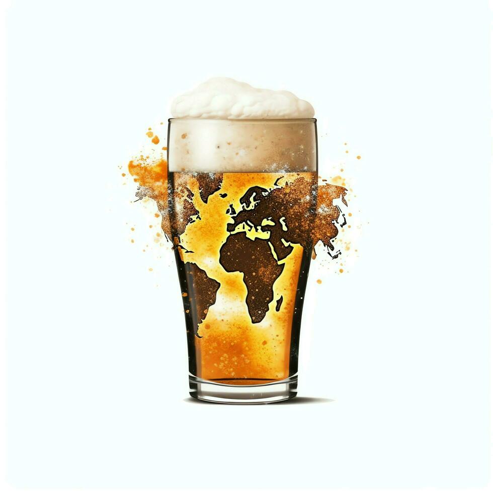 A glass of cold fresh beer with cap of foam. Splash of foam with tasty american beer. Beer day concept by AI Generated photo