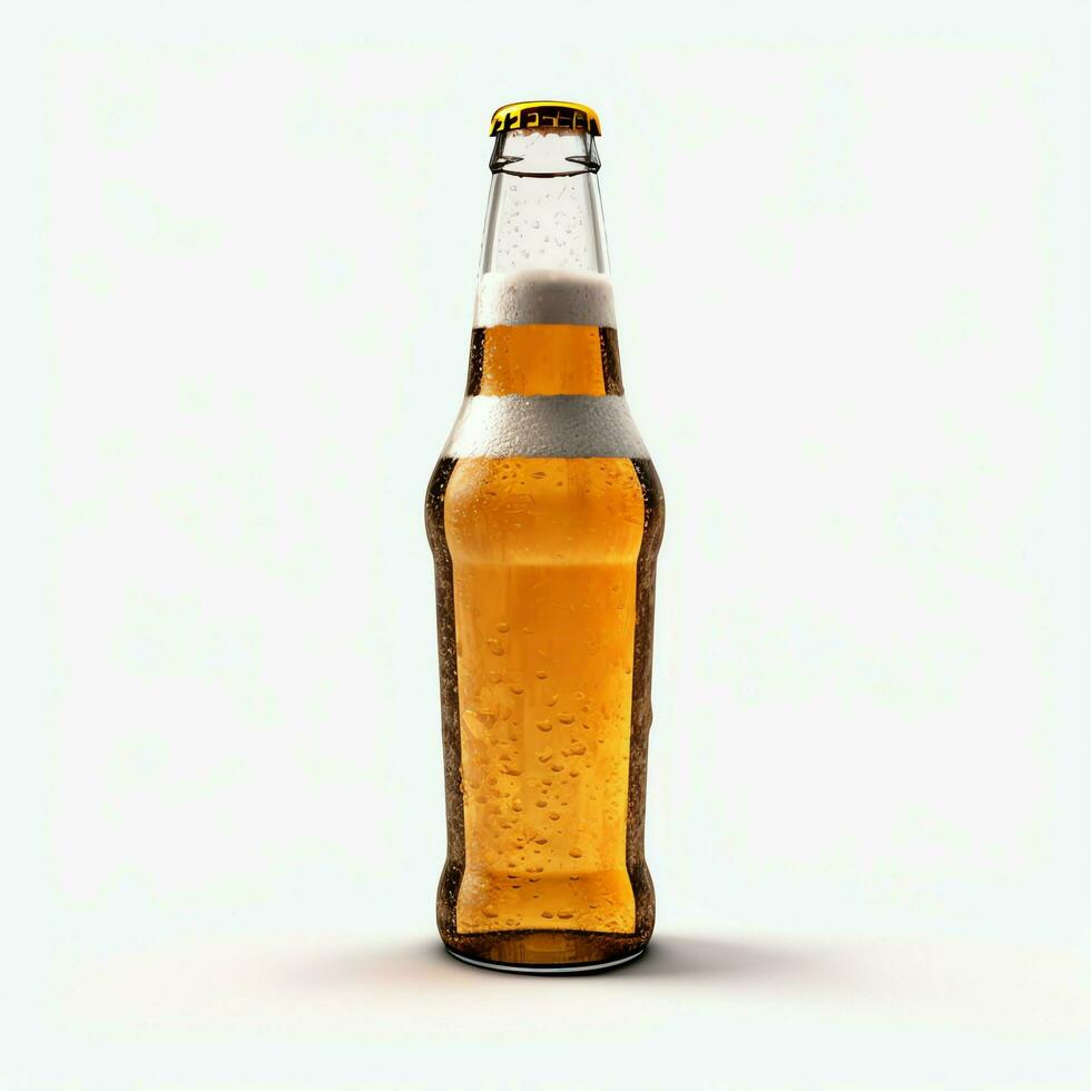A glass of cold fresh beer with cap of foam. Splash of foam with tasty american beer. Beer day concept by AI Generated photo