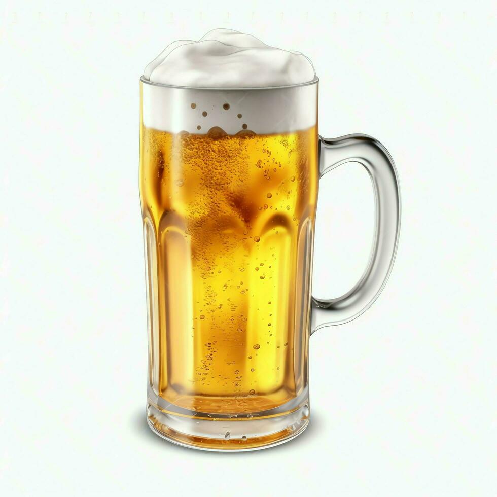 A glass of cold fresh beer with cap of foam. Splash of foam with tasty american beer. Beer day concept by AI Generated photo