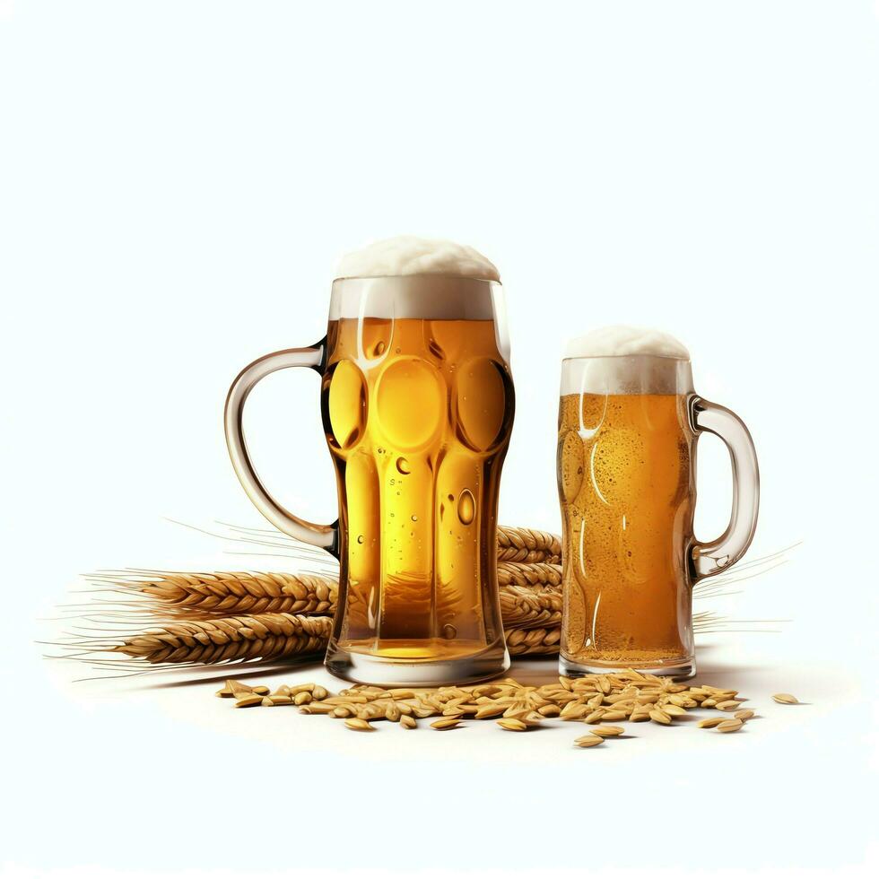 A glass of cold fresh beer with cap of foam. Splash of foam with tasty american beer. Beer day concept by AI Generated photo