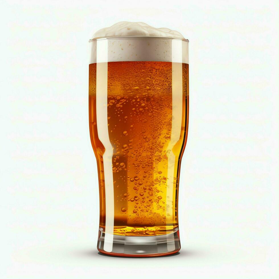A glass of cold fresh beer with cap of foam. Splash of foam with tasty american beer. Beer day concept by AI Generated photo