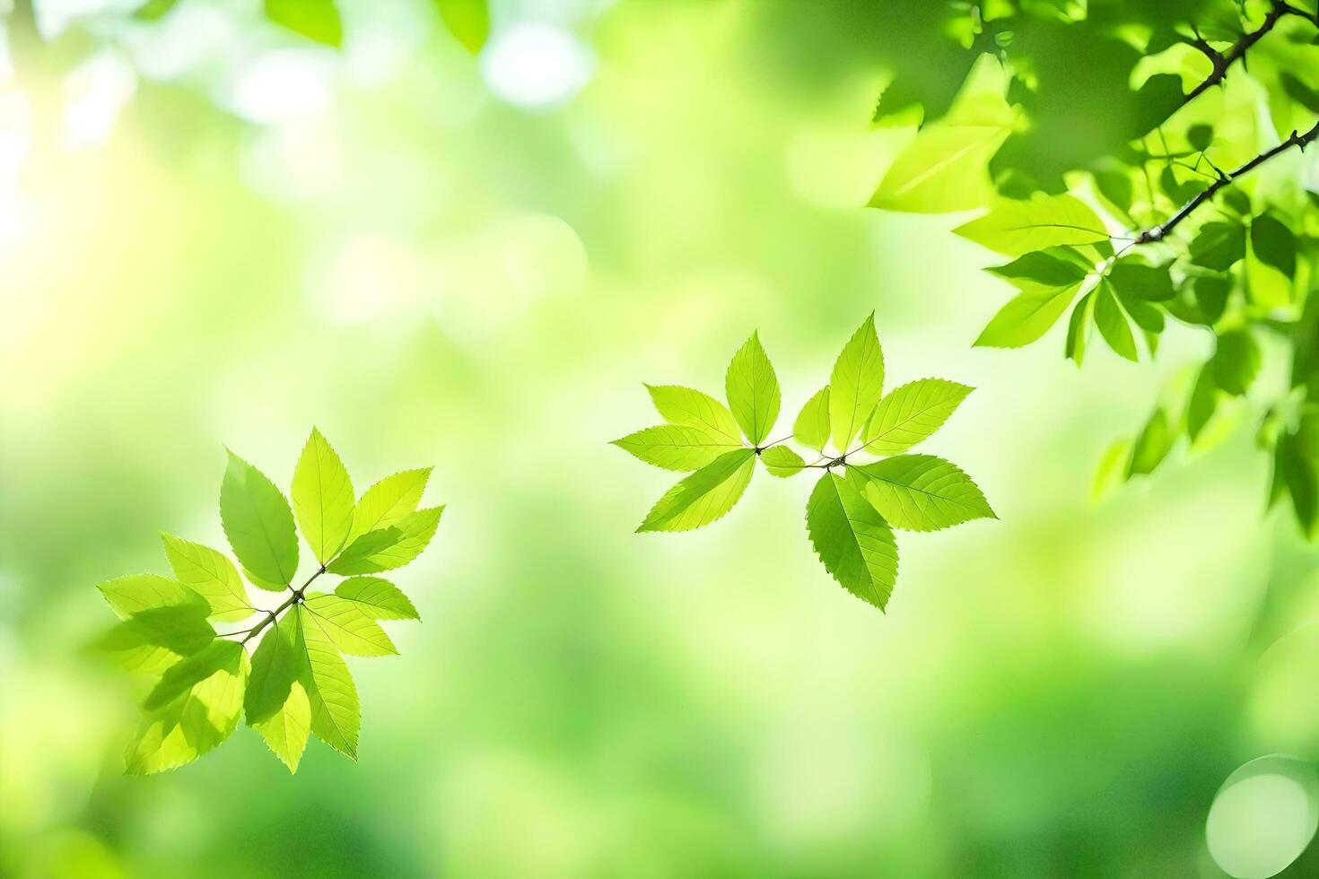 green leaves on a sunny day. AI-Generated photo