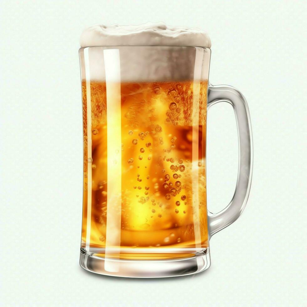 A glass of cold fresh beer with cap of foam. Splash of foam with tasty american beer. Beer day concept by AI Generated photo