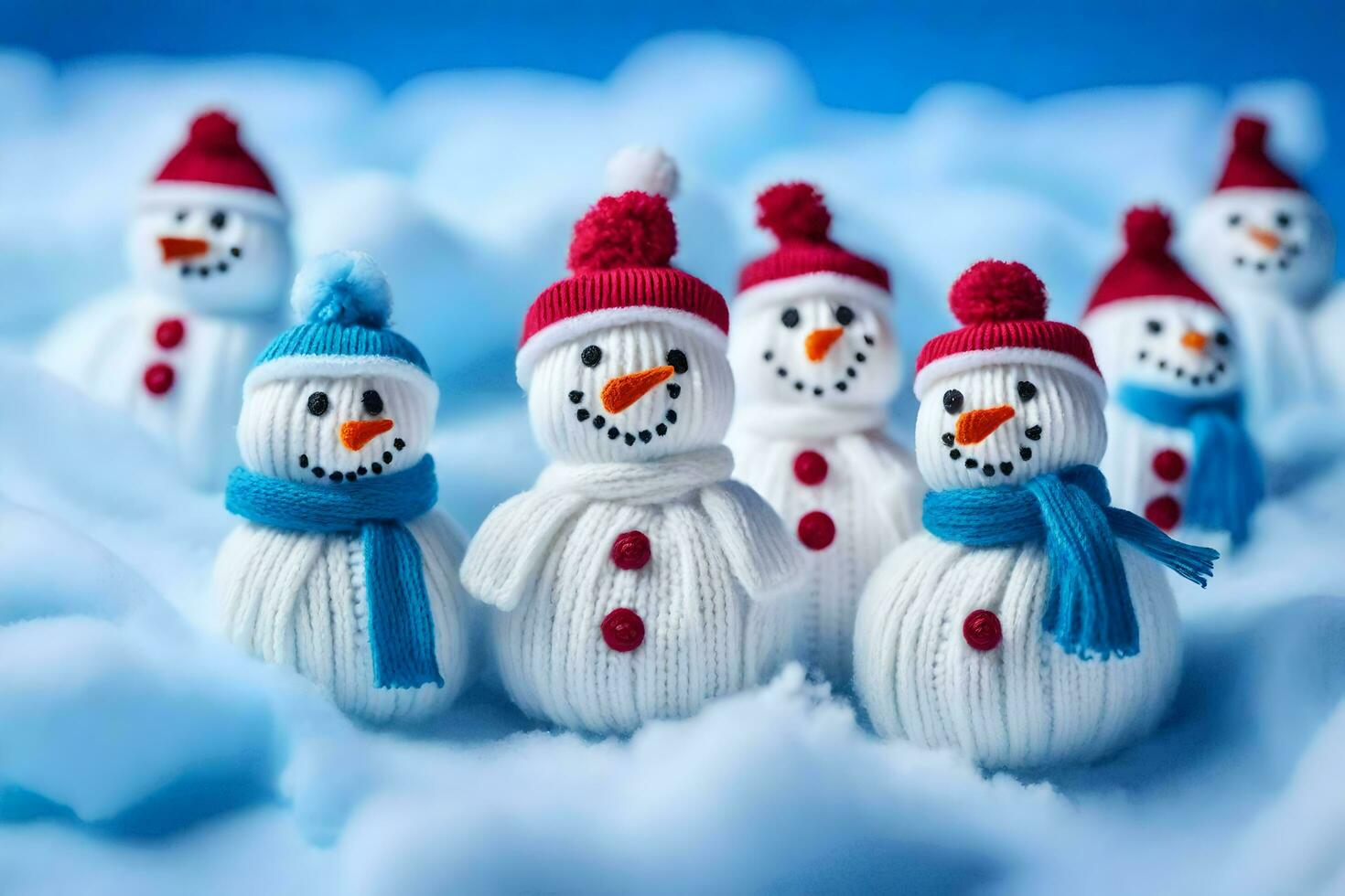 snowmen in the snow. AI-Generated photo