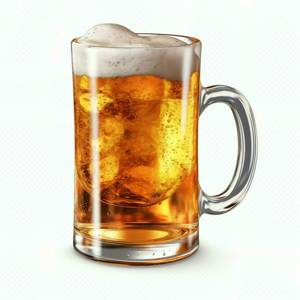 A glass of cold fresh beer with cap of foam. Splash of foam with tasty american beer. Beer day concept by AI Generated photo