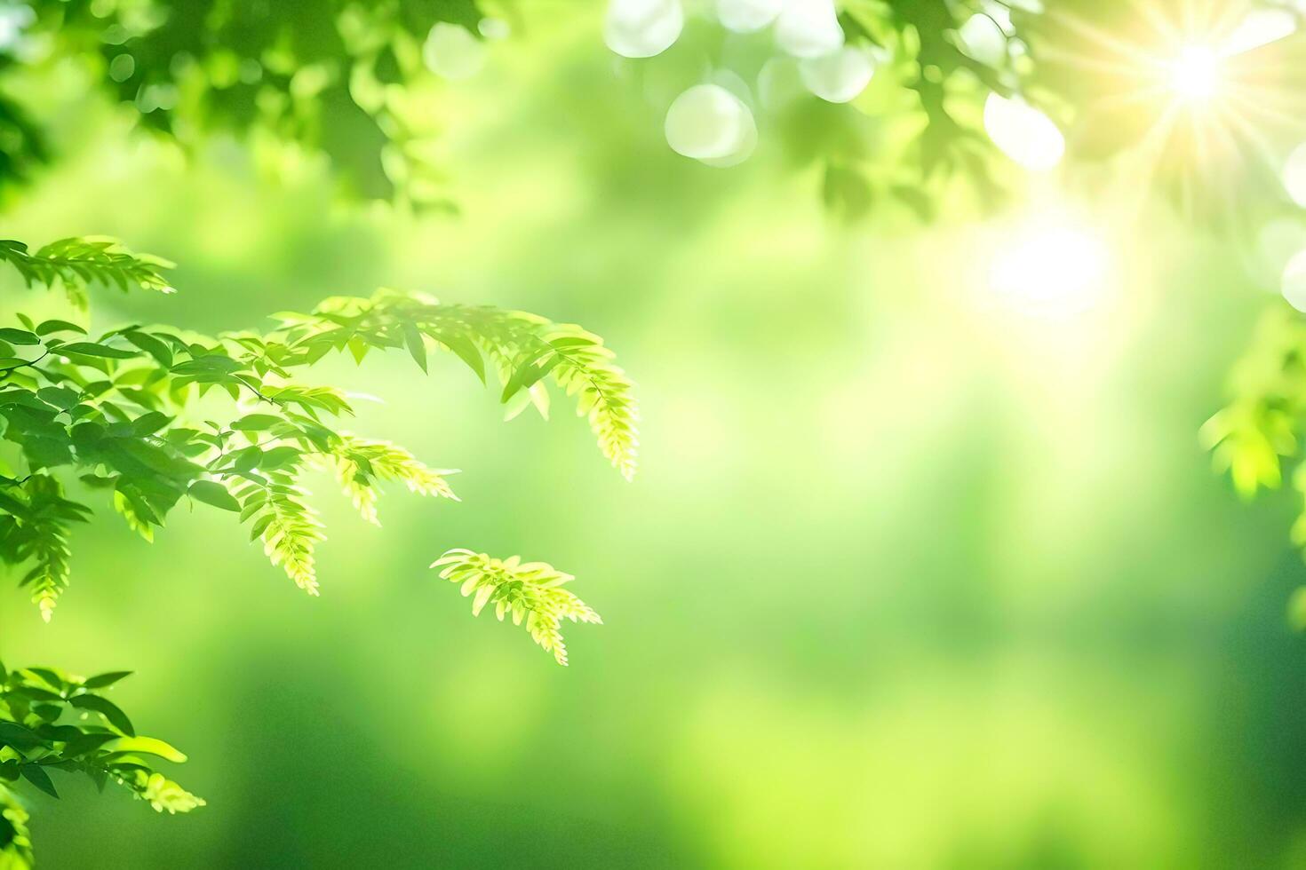 green leaves and sunlight in the background. AI-Generated photo