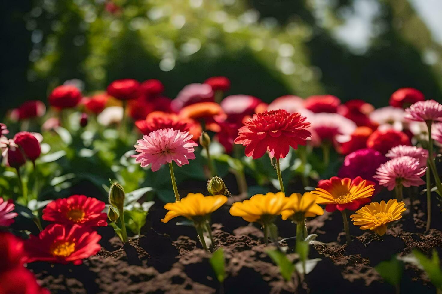 colorful flowers in the garden. AI-Generated photo