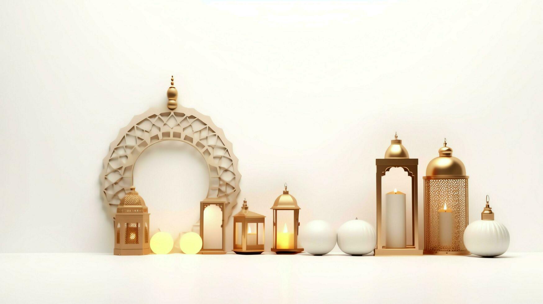 Eid mubarak and ramadan kareem greetings with islamic lantern and mosque. Eid al fitr background. Eid al fitr background of window concept by AI Generated photo