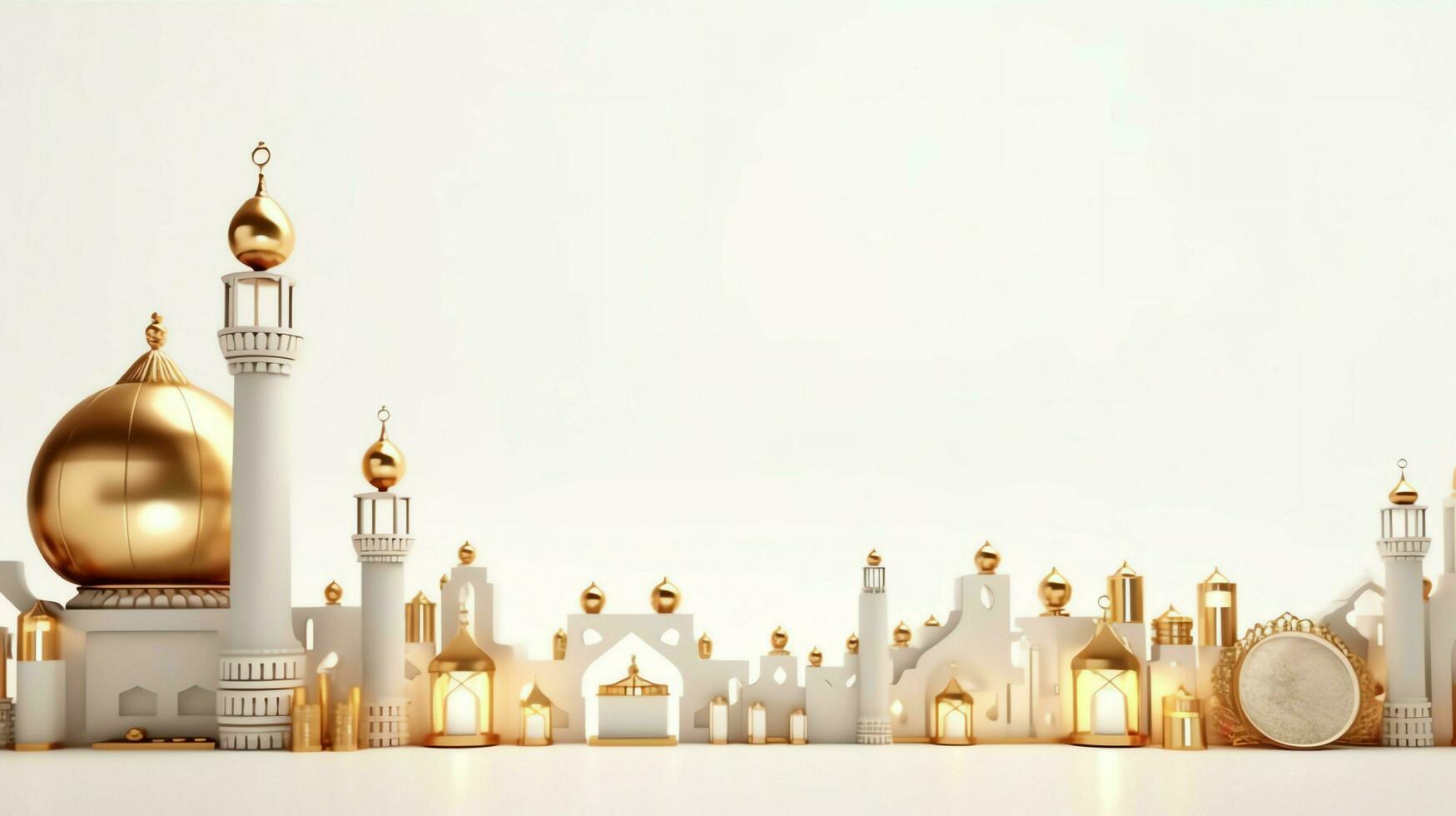 Eid mubarak and ramadan kareem greetings with islamic lantern and mosque. Eid al fitr background. Eid al fitr background of window concept by AI Generated photo