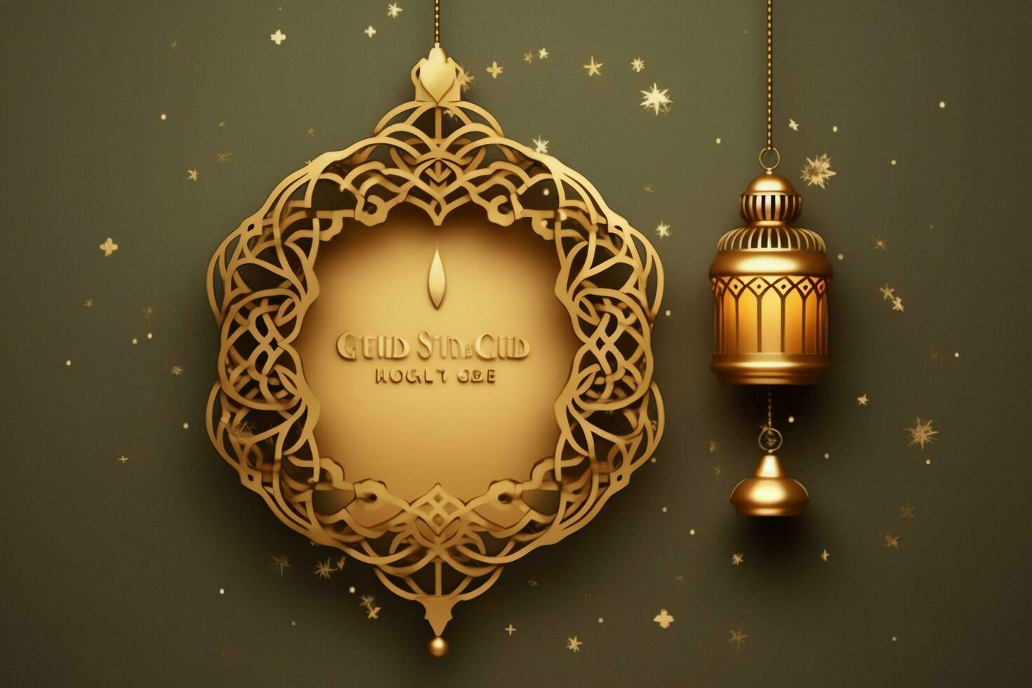 Eid mubarak and ramadan kareem greetings with islamic lantern and mosque. Eid al fitr background. Eid al fitr background of window concept by AI Generated photo