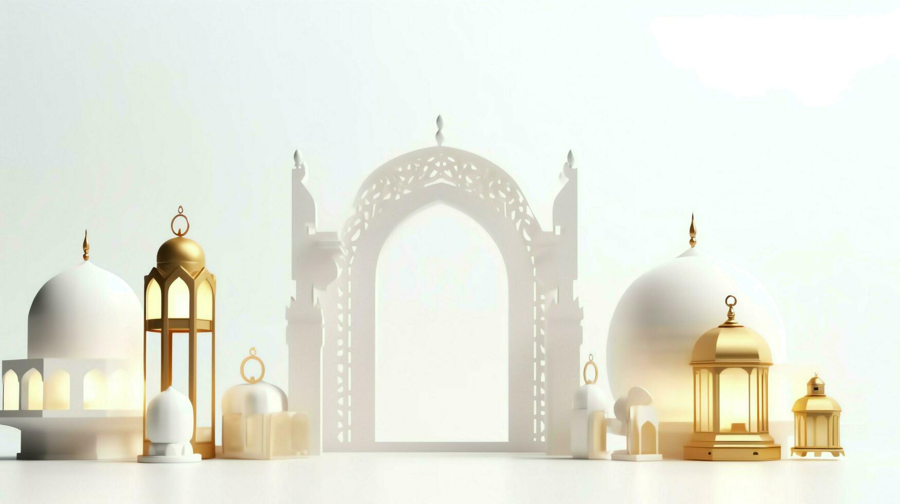 Eid mubarak and ramadan kareem greetings with islamic lantern and mosque. Eid al fitr background. Eid al fitr background of window concept by AI Generated photo