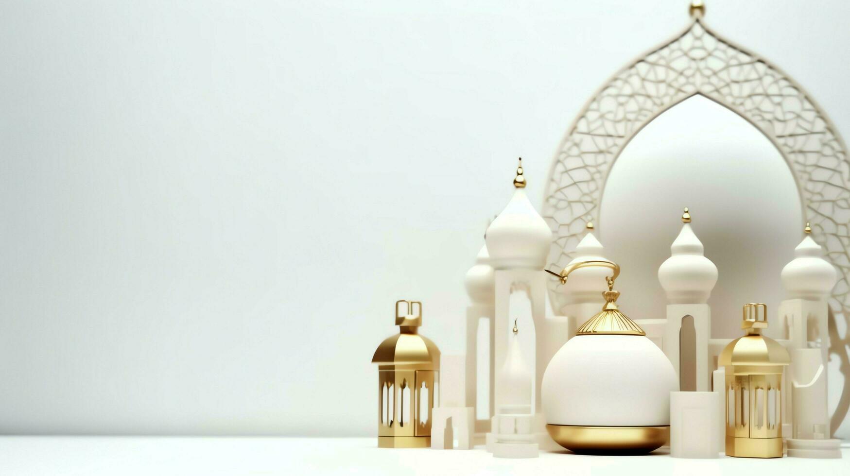 Eid mubarak and ramadan kareem greetings with islamic lantern and mosque. Eid al fitr background. Eid al fitr background of window concept by AI Generated photo